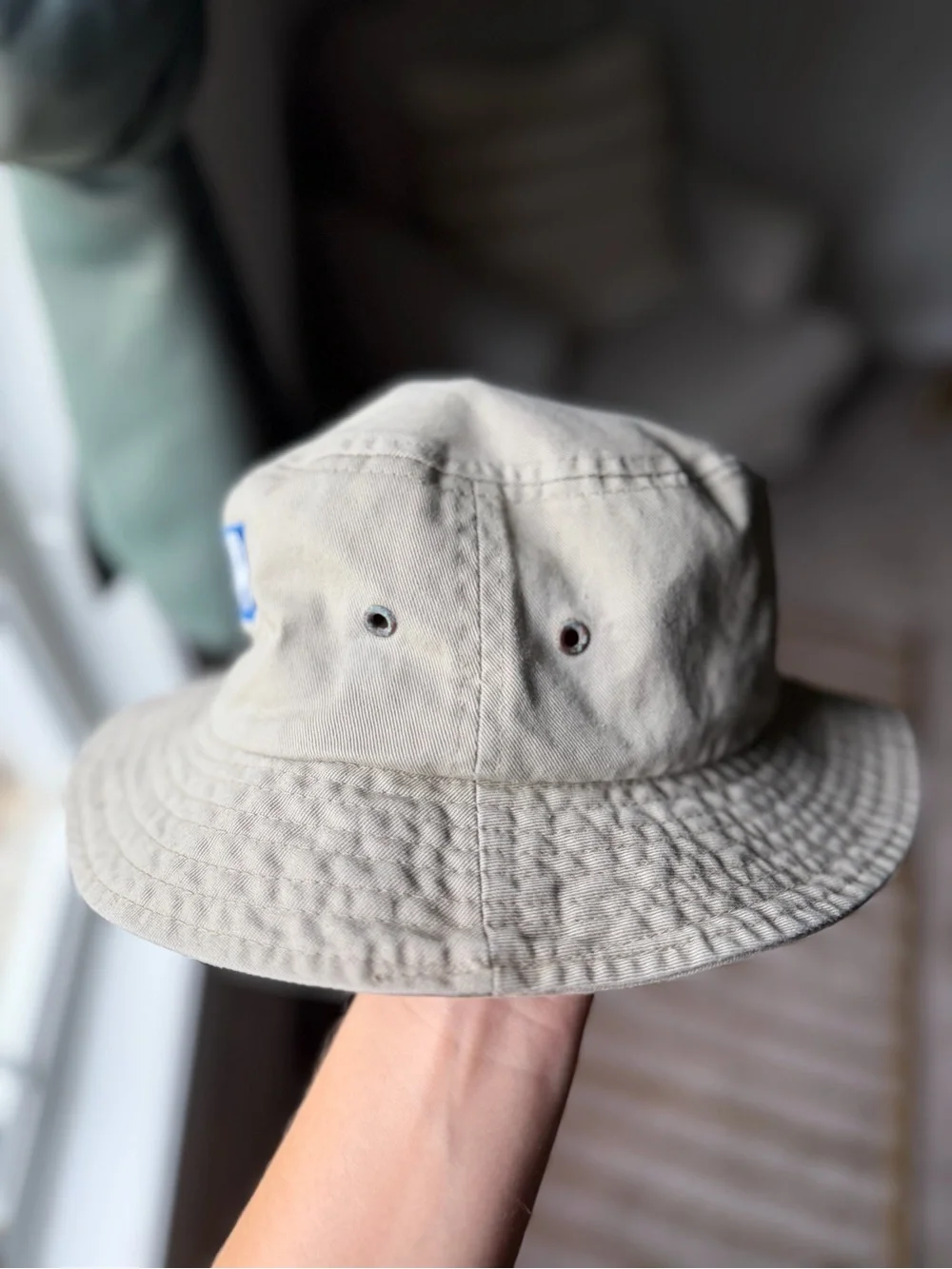 Vintage NASCAR Khaki Bucket Hat with Embroidered Logo